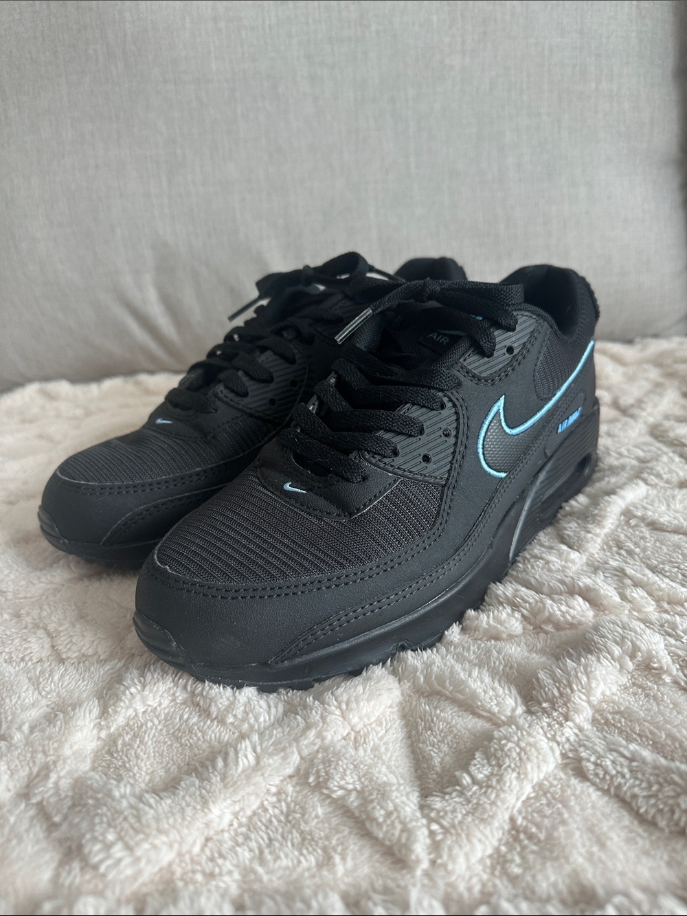 Nike Black Sneakers with Light Blue Accents